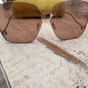 Gucci Brown Rimless Sunglasses with Gold Accents